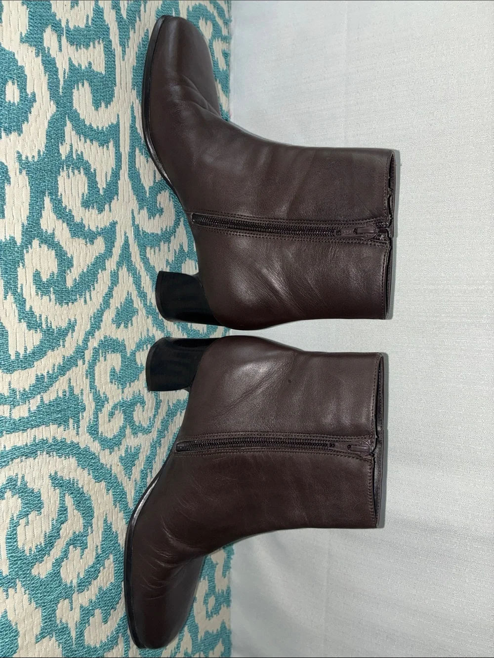 Laura Scott Vintage Brown Leather Women’s Ankle Booties with Side Zip Sz 7 1/2